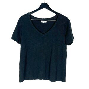 Soma Wknd Black Short Sleeve V Neck Modal Cotton Top Medium